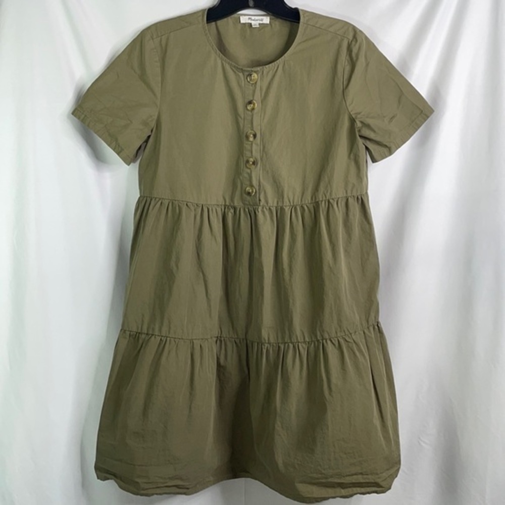 Madewell button front tiered cotton dress